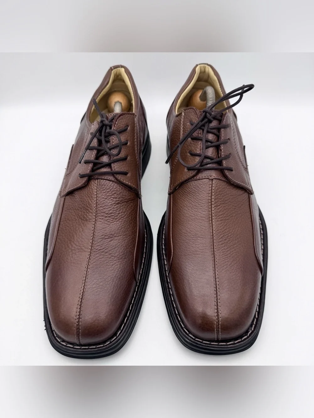 Studio Belvedere Bay Bridge Brown Pebble Leather Derby Dress Shoes Men Size 11 D